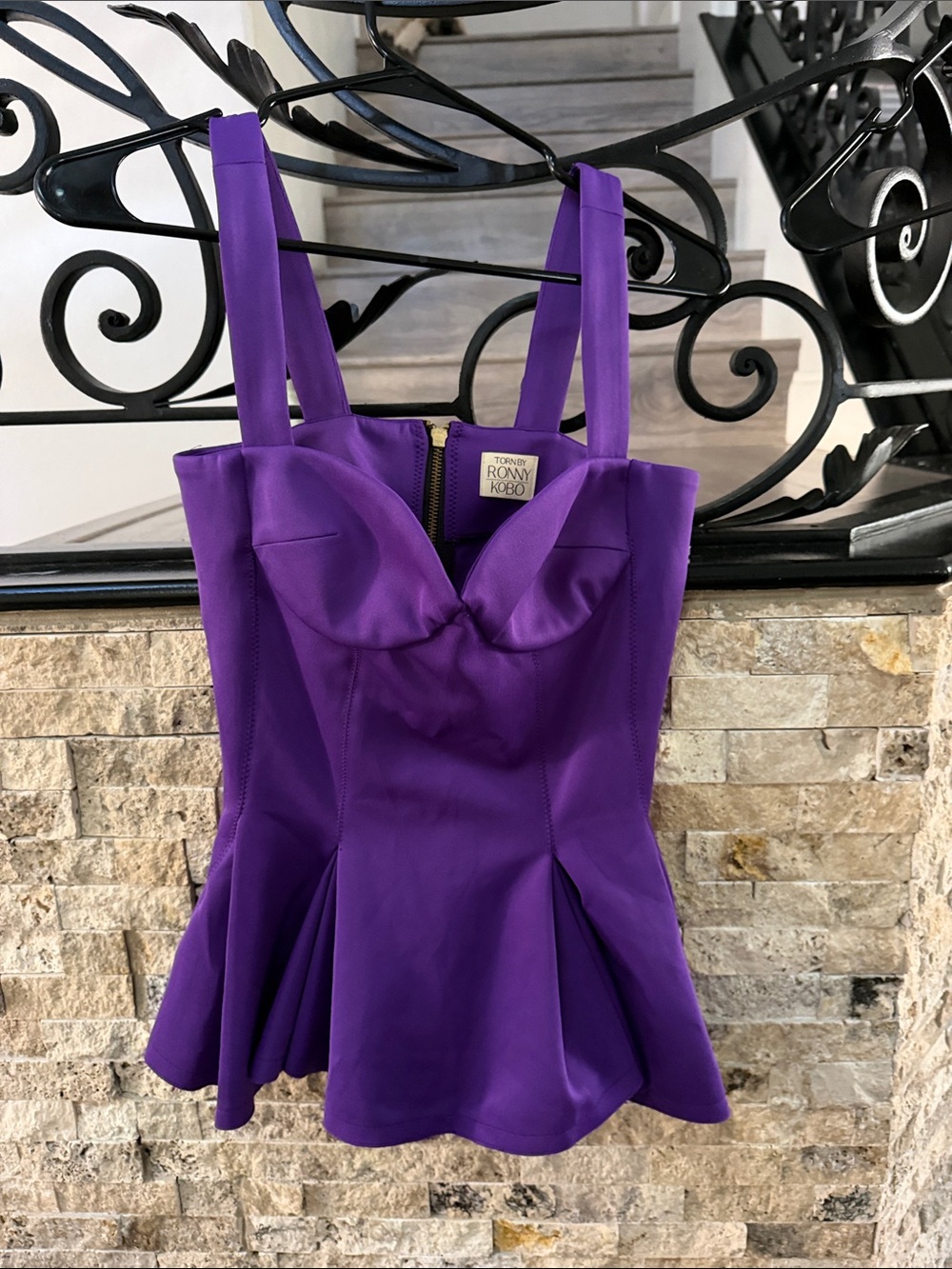 Ronny Kobo Collection Vibrant Purple Peplum Bustier Camisole
